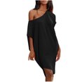 thumbnail image 1 of Vestidos lisos de manga con hombros descubiertos informales sexys a la moda de verano para mujer Fridja bnh6702, 1 of 8