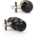 thumbnail image 1 of GFDYREE 2 Pack Keyed Alike Front Door Knob and Deadbolt Set, Double Keyed Deadbolt with Matching Round Style Knob All Keyed Alike, Matte Black, 1 of 7