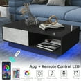thumbnail image 3 of Hommpa LED Coffee Table Modern Side Tables High Gloss Cocktail Table with 2 Drawers Open Shelf for Living Room Gray Black, 3 of 10