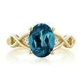 thumbnail image 2 of Gem Stone King 18K Yellow Gold Plated Silver Oval London Blue Topaz Women Ring (1.89 Cttw, Gemstone Birthstone, Available in Size 5, 6, 7, 8, 9), 2 of 4