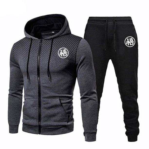 Conjunto de 2 piezas de chaqueta y pantalón de chándal con cremallera y estampado de lunares redondos para hombre, novedad de otoño e invierno, chándal informal con capucha