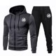 thumbnail image 1 of Conjunto de 2 piezas de chaqueta y pantalón de chándal con cremallera y estampado de lunares redondos para hombre, novedad de otoño e invierno, chándal informal con capucha, 1 of 4