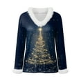 thumbnail image 4 of zaveiop Merry Christmas Sweaters for Women 2025 Faux Fur Trim V Neck Sweatshirts Graphic Xmas Long Sleeve Holiday Pullover (Navy, L), 4 of 4