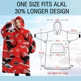 thumbnail image 4 of Oversized Wearable Blanket Hoodie,Red Cartoon Dinosaurs Skiing Pattern Sherpa Blanket Hoodie with Super Pockets,Super Warm Fuzzy Pullover for Women & Men, 4 of 6