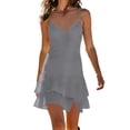 thumbnail image 3 of Taqqpue Women Tank Dress V Neck Sleeveless Sundress Ruffle Hem Knee Length Spaghetti Strap Midi Dress, 3 of 8