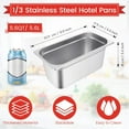 thumbnail image 2 of 10 Pack Hotel Pans Stainless Steel Steam Table Pan 1/3 Size, 0.8 mm Thick Steam Pan Anti Jam Warming Pans for Food Warmer Restaurant Catering Supplies, 12.8 x 6.9 Inch (European,6 Inch Deep), 2 of 14