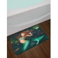 thumbnail image 2 of Underwater Bath Mat, Fantasy Mermaid In Lake with Lilies Blossom Magical Plants Big Leaves, Non-Slip Plush Mat Bathroom Kitchen Laundry Room Decor, 29.5 X 17.5 Inches, Jade Green Brown, Ambesonne, 2 of 2