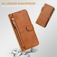 thumbnail image 2 of Phone Case for Motorola Moto Edge 50 Fusion, Shockproof PU Leather Wallet Case with 7 Card Slots Stand Magnetic Flip Zipper Pocket Cover for Motorola Moto Edge 50 Fusion, Brown, 2 of 7