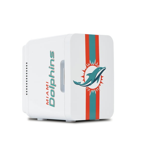 NFL Miami Dolphins Mini Fridge, White, 4L, 6 Cans