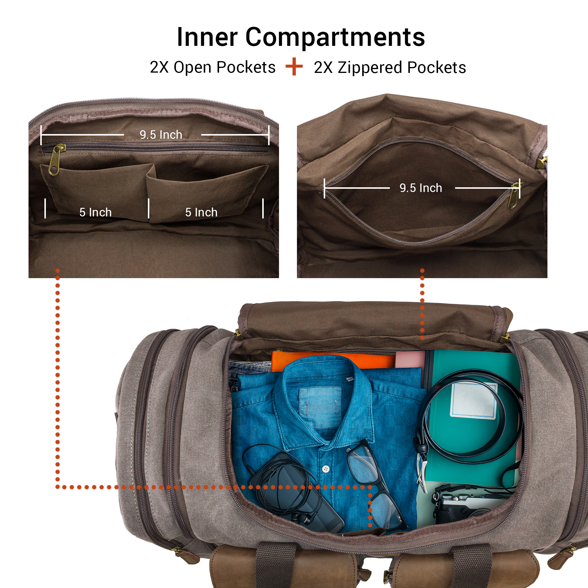 Gearonic 23” Large Weekender Duffle Bag, Gray