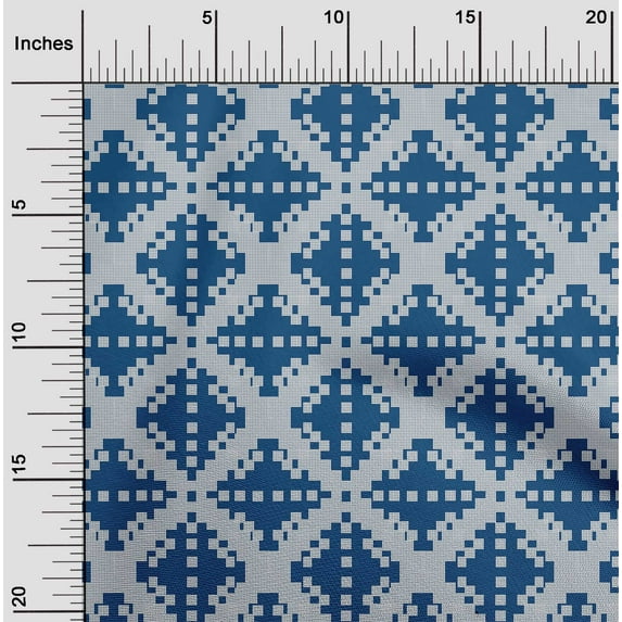 oneOone Organic Cotton Voile Fabric Check Kasuri Printed Fabric 1 Yard 42 Inch Wide