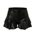 thumbnail image 6 of Womens Shorts Stretchy Leather Sexy Mini Skirt High Waist Pleated Ruffled Hem Hip Pleated Skort Club Fashion Streetwear Summer Flowy Shorts S-XL, 6 of 7