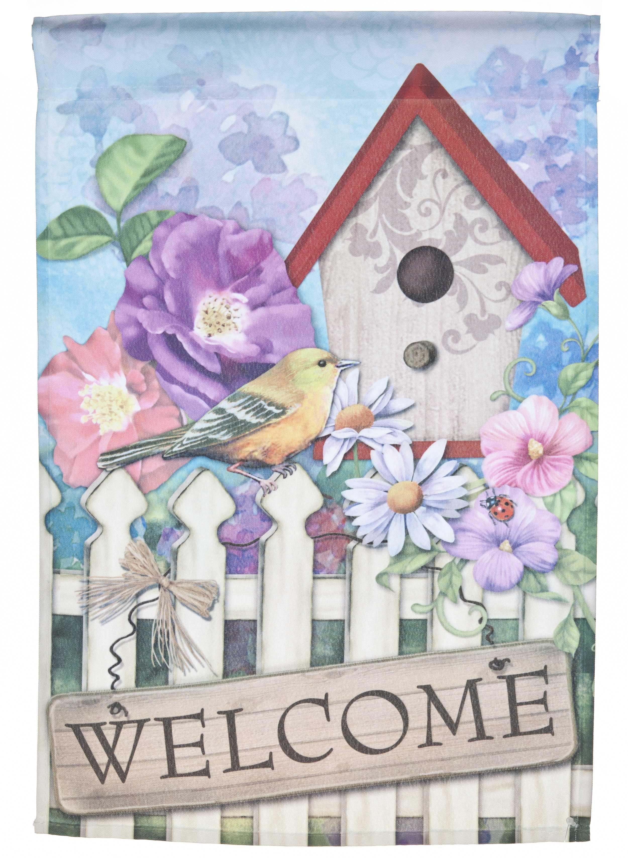 Spring Time Birdhouse Welcome Lawn Flag by Garden Accents (12 x 18 Inch) by