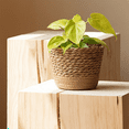 thumbnail image 4 of Straw Weaving Flower Plant Pot Wicker Basket Rattan Flowerpot Storage Basket Handmade Woven Planter Basket S, 4 of 5