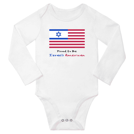 

Proud to be Israeli American Baby Long Slevve Bodysuits Unisex Gifts (White 12-18 Months)