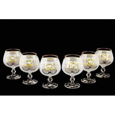 - Bohemian Crystal Colored Glasses, 6-pc Vintage WHITE Brandy Cognac Snifters
