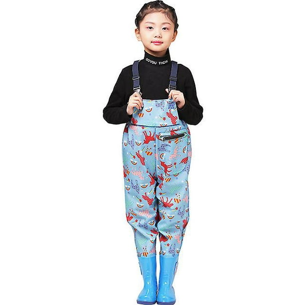 Fishing Chest Waders With Boots For Kids Outdoor Activities Girls Boys Pvc  Rain Pants+waterproof Bootfoot 