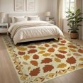 thumbnail image 3 of ODIKA 8'x10' Washable Area Rug Non-Slip Chair-Friendly Mat Orange Mid Burnt Century Scattered Fall Motifs Interlocking Bathroom for Dining Room, Large Office, Lounge, 3 of 7