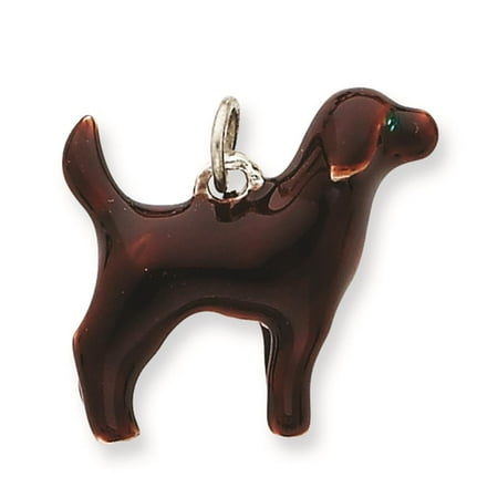 925 Sterling Silver 3-D Enameled Chocolate Labrador Dog Charm Pendant