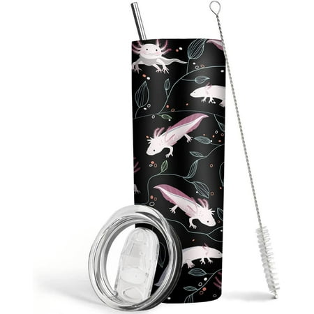 

Axolotl Tumbler 20 oz Travel Coffee Mug Axolotl Skinny Tumblers with Lid and Straw Stainless Steel Insulated Coffee Cups Gift for Salamander lover
