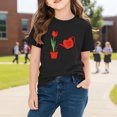 thumbnail image 5 of Girls Valentine's Day T-Shirt Short Sleeve Cute Tulip Heart Print Cotton Top 4-10 Years,Size 4 T, 5 of 9