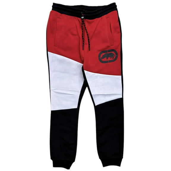 Ecko Unltd Men's Sweatpants Colorblock Red/Black/White Fleece Jogger (Medium, Red/Black/White)