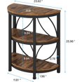 thumbnail image 2 of Tribesigns Half Round End Table, 3-Tier Narrow Side Table with Metal Frame, Half Circle Table, Half Moon Small Coffee Accent Table Bedside Table for Living Room, Bedroom, Rustic Brown, 2 of 8