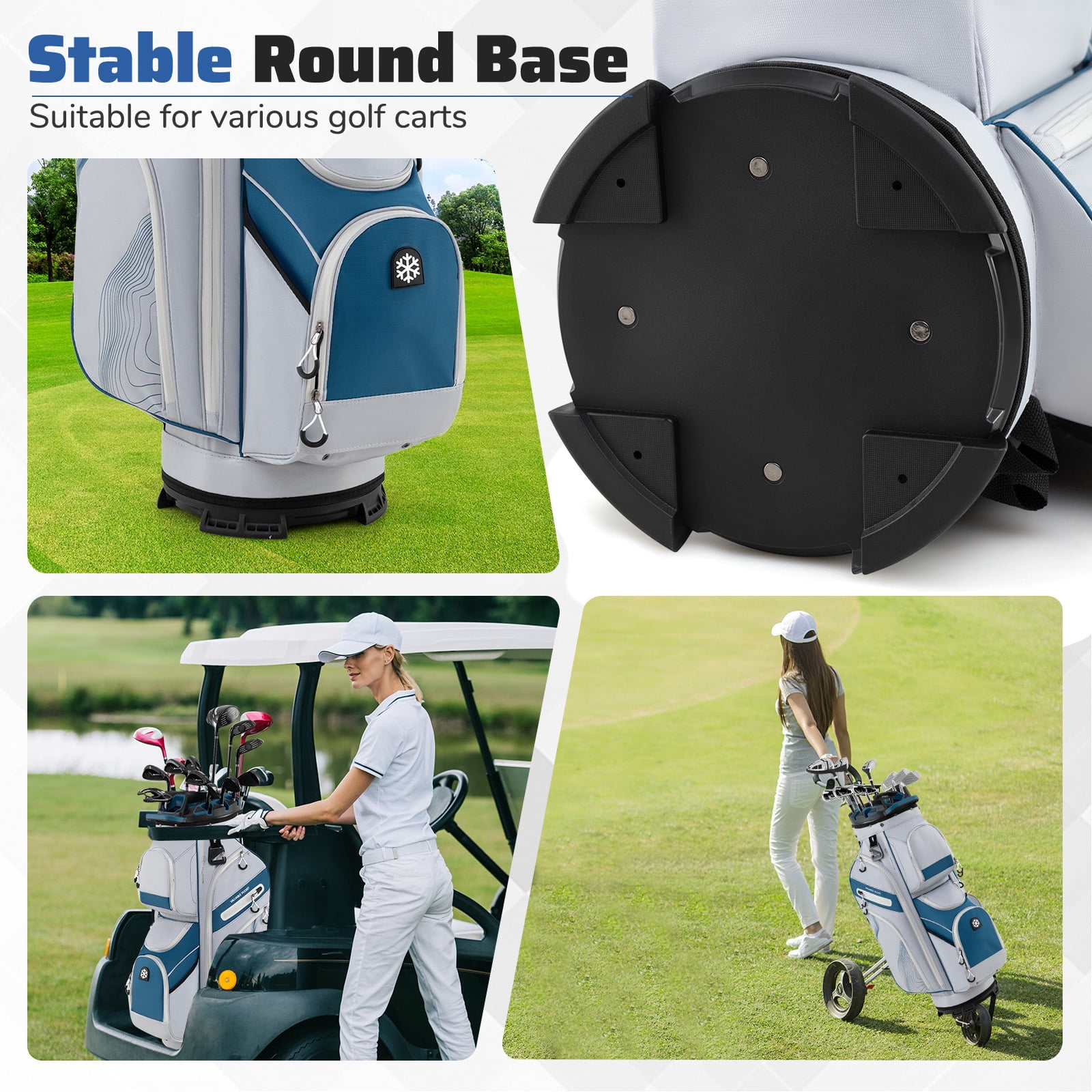 Gymax Golf Cart Bag Molded Lock Top Golf Bag w/14-Way Full Length Dividers 11 Pockets Navy