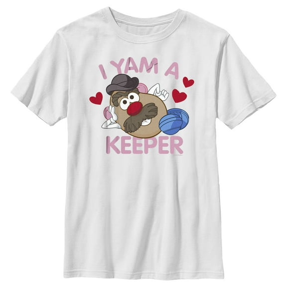 Boy's Mr. Potato Head I Yam A Keeper  Graphic Tee White Large