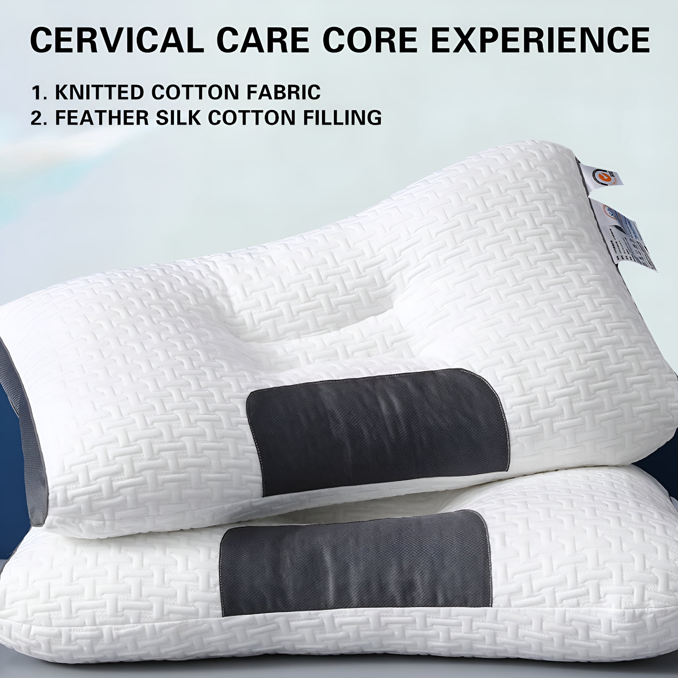 LAMIRO Pillow for Sleep Apnea,Orthopedic Deep Sleep Pillows,Ergonomic Pillow for Neck and Shoulder,Side,Back,Stomach Sleepers (L)