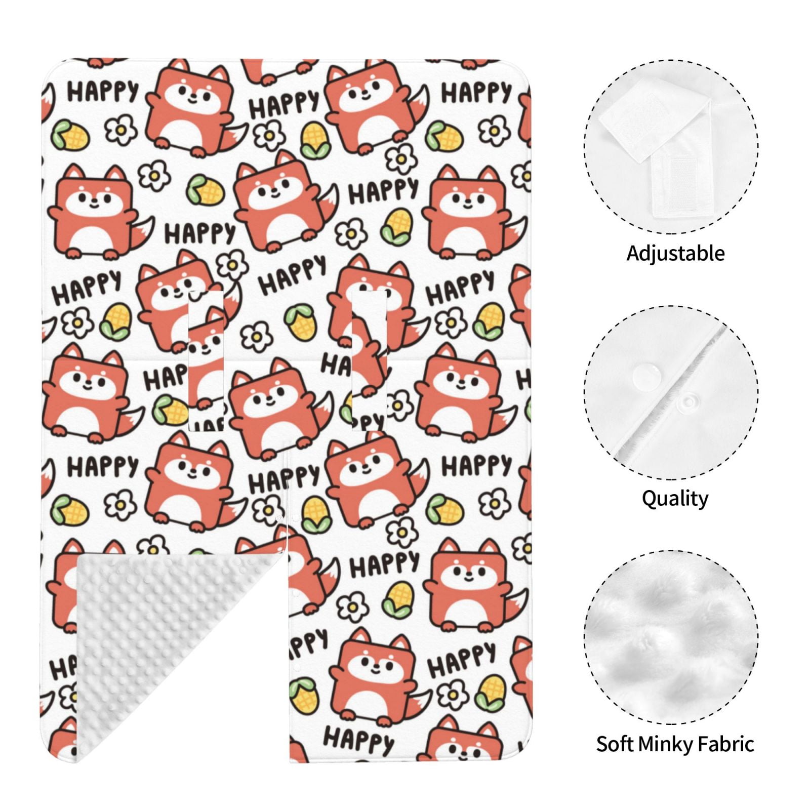 Car Seat Cover Baby - Happy Foxy Faces Breathable Infant Car Seat Cover for Baby Carseat, Lightweight Comfort Baby Essentials Must Haves Newborn Stuff for Girl Boy