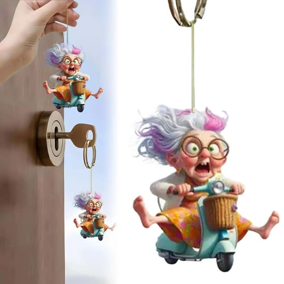 Christmas Clearance 2024 Christmas Tree Ornaments Joyful Motorbike Granny Novelty Pendant Acrylic Flat Car Hanging Ornament for Home Holiday Decoration Christmas Hot Sales!