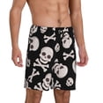 thumbnail image 2 of Balery black white Skull bone Pantalones cortos de pijama de punto de algodón para hombre con cinturilla y bolsillos-Medium, 2 of 6