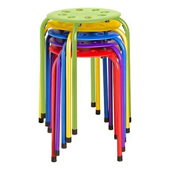 Norwood Commerical Furniture Plastic Stack Stools, Multicolor, 5 Count