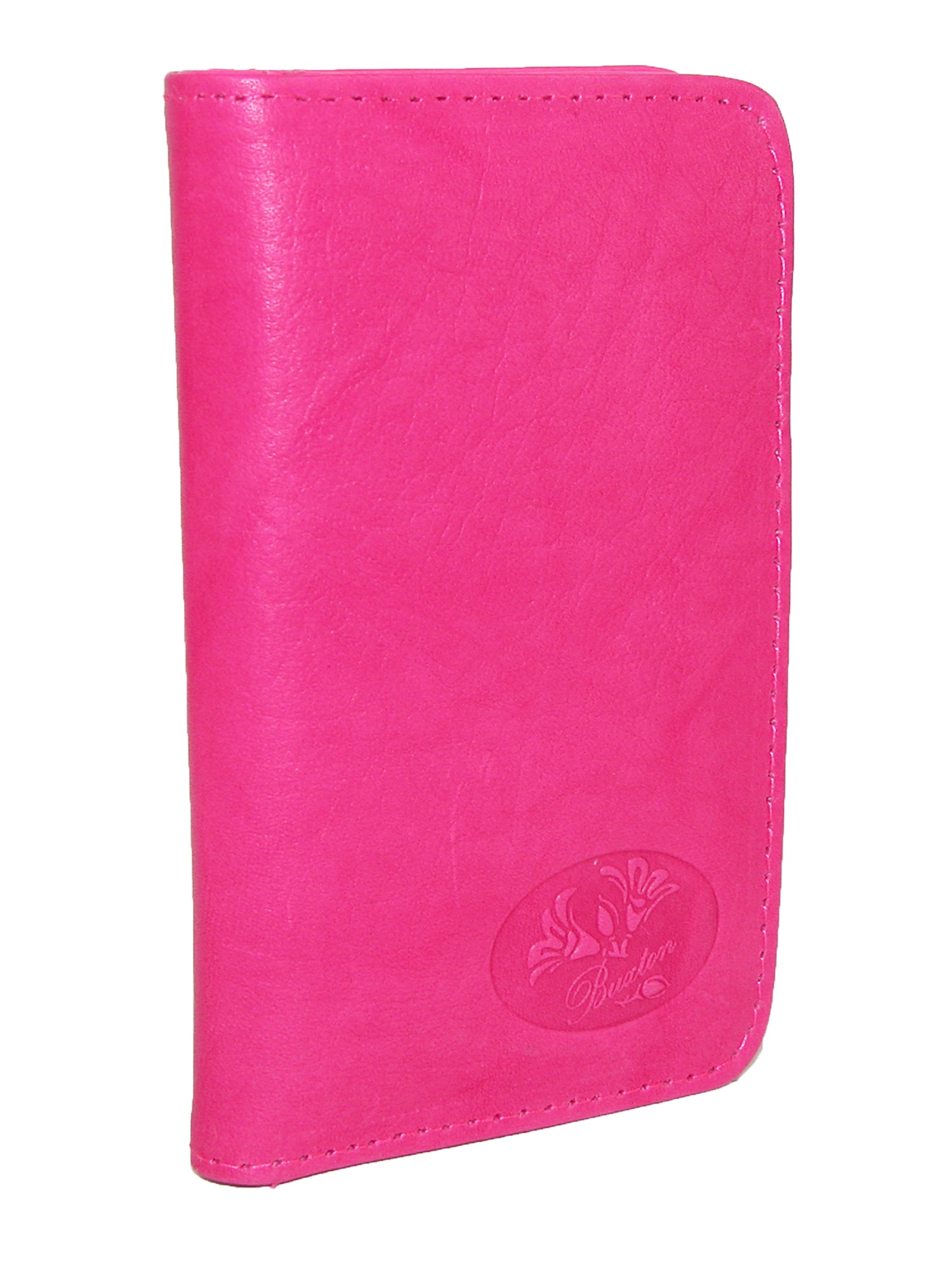 Women's Leather Snap Card Case Wallet with Floral Emboss