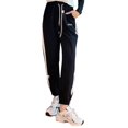thumbnail image 2 of Pantalones de algodón y polar con contraste de estilo europeo para otoño e invierno, pantalones deportivos de moda casual de estilo coreano para mujer, 2 of 2