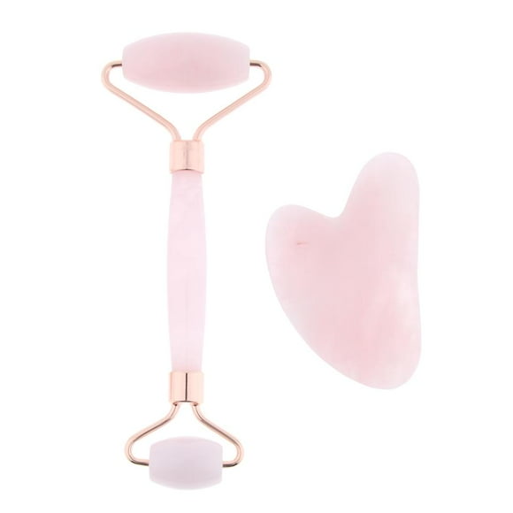Rodillo de jade natural Gua Sha para raspar rostro, cuello, espalda y brazos, antienvejecimiento. Oro rosa