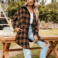 thumbnail image 2 of Maplenight Women's Button Down Shirts Casual Plaid Shacket Long Sleeve Collared Long Jacket Coats with Pocket, 2 of 7