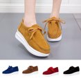 thumbnail image 7 of Lovskoo 2024 Women's Platform Shoes Solid Color Lace-Up Wedge Loafers Comfort Shoes Blue, 7 of 7