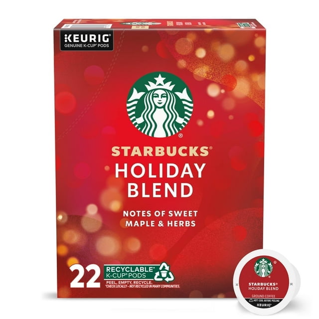 (3 pack) Starbucks Holiday Blend, Medium Roast Coffee, Keurig K-Cup Coffee Pods, 22 Count