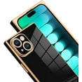 thumbnail image 2 of Case for iPhone 15 Plus Cute Plating Gold Case for Women Girls Soft TPU Shockproof Raised Full Camera Protection Electroplate Bumper Cover for iPhone 15 Plus 6.7"-Black, 2 of 8