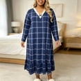 thumbnail image 6 of Stamzod Women's Nightgowns & Sleepshirts Long Sleeve Plus Size House Dress V Neck Lace Trim Bow Ruffle Night Dress XXXXL, 6 of 7