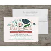 Angle View: Floral Burst Deluxe Baby Invitation