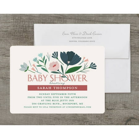 Floral Burst Deluxe Baby Invitation
