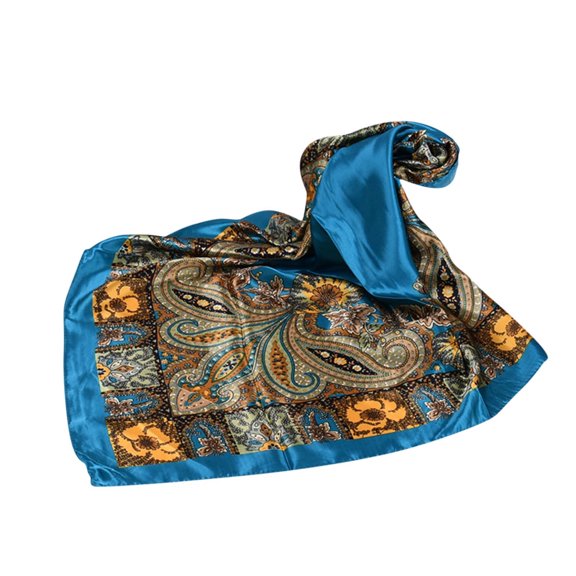 Wide Headbands for Women 90CM Imitation Silk Big Square Scarf Hand Lady Big Flower Turban Shawl Scarf