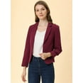 thumbnail image 4 of INSPIRE CHIC Chaqueta abierta de la chaqueta del traje de la cosecha del trabajo de la oficina del frente de las mujeres Borgo?a-Sólido L, 4 of 6
