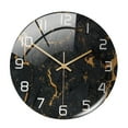 thumbnail image 2 of Elegante reloj de pared redondo con estampado de mármol decorativo, reloj silencioso analógico s pulgadas para el hogar, Negro Sunnimix Reloj de pared, 2 of 7