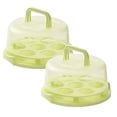 thumbnail image 1 of Oleegame 2 Pcs Rouleau de Papier d'Aluminium Récipient à Gâteau Couvercle en Plastique Support de Cupcake Portable Rond Deux Bases pour Biscuits Fruits Etc, 1 of 9