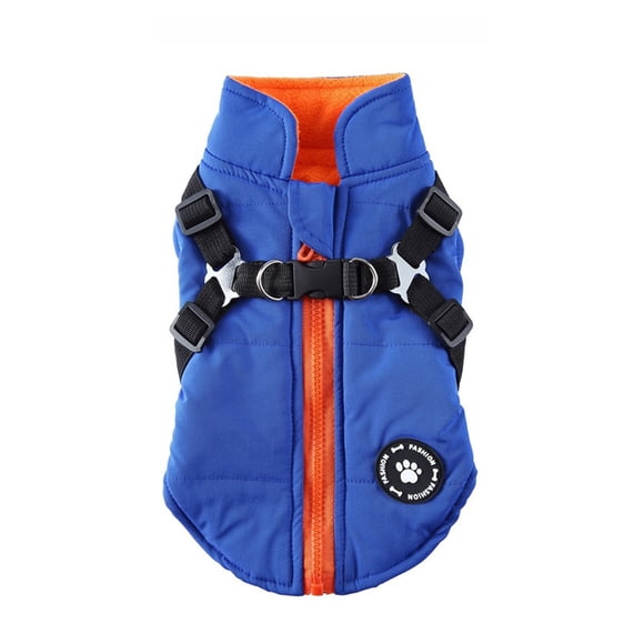 Arnés de invierno para mascotas, chaqueta impermeable a prueba de viento, para correr, ropa Universal ligera, gancho trasero, decoración de ropa, azul M seitruly PT000587-09