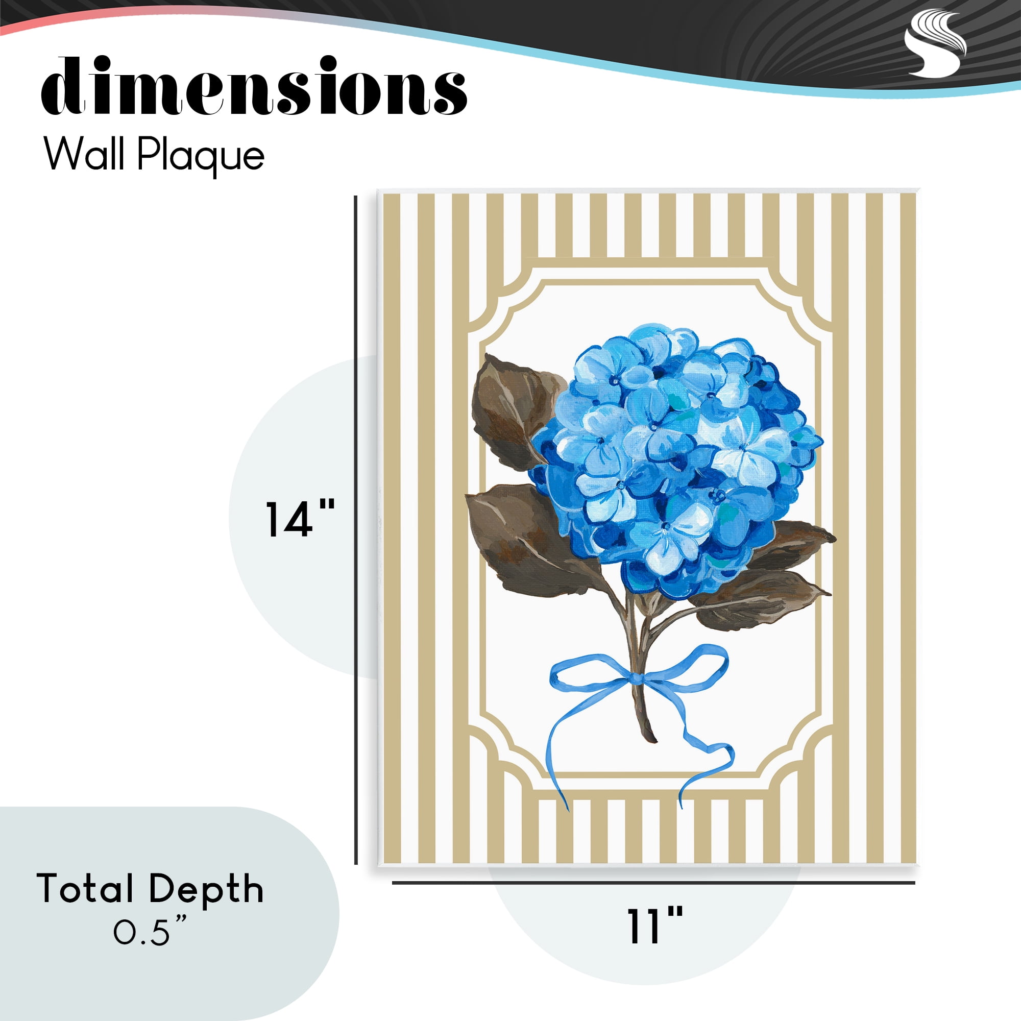 Hydrangea Bundle with Bow Wall Plaque Art, design by Adonna Ebrahimi